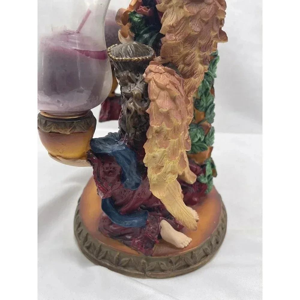 Trio of Angels Candelabra Candle Holder Christmas Holiday 5 Candles Resin Heavy
